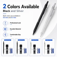 Mechanical Pencil Set, 0.5mm And 0.7mm Replaceable Drawing Pencils, Lead Box, Precision Writing Pencils, Suitable For School, Office, Home, Sketching And Painting (1 Pencil + 1 Box Of Lead + 1 Eraser) - Multiple Styles - View 6