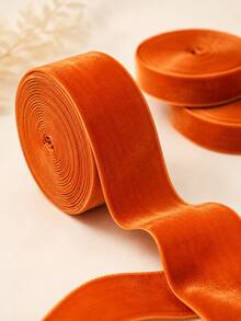 5 Yards Orange Velvet Ribbon, Multiple Widths, Single-Sided Velvet Trim, Suitable For DIY Crafts, Hair Accessories, Gift Wrapping, Wedding Decor And Home Decor - Flocked - View 2