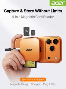 Acer 4-In-1 Magnetic Card Reader Type-C Interface SD/TF/CF Triple Card Reader Ultra-Thin Portable Suitable For Phone/Tablet/Computer OTG Expansion - View 1