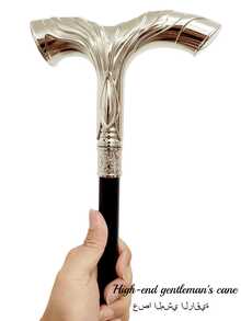 1pc Dual-Color Badge Walking Cane With Round Handle, Metal Material, Fashionable Detachable Casual Cane, Prop For Cosplay Performance, Elegant High-End British Gentleman Walking Stick, Suitable For Daily Use Or As A Gift,Halloween - Multicolor - View 7