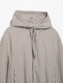 Seelio Spring/Autumn New Women's European And American Style Fashion Versatile Plaid Hooded Jacket - Lattice - View 10