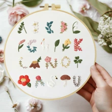1PC 20*20cm/7.9*7.9in,Letters Embroidery Kit, DIY Handmade Embroidery Set For Adult Beginners, Home Gift, Women's Sewing Gift, Including User Manual, Printed Pattern Fabric, Embroidery Frame, Needle And Thread. - Letters - View 6