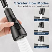 OCTAVO (1 Piece) High-Quality Three-Way Adjustable Splash-Proof Kitchen Faucet: Sturdy Structure, Easy To Operate, Perfect For Precise Watering And Cleaning! Home Bathroom Decoration, Autumn Decoration, Back-To-School Season - Gunmetal Gray - View 2
