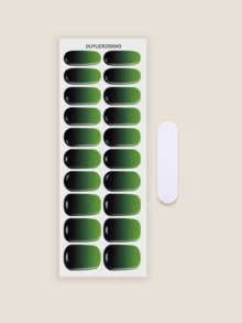Bandes de gel à ongles semi-durcies, 20 pièces, enveloppes de qualité salon longue durée, autocollants de gel à ongles faciles à appliquer et à retirer avec lumière UV - Vert - Voir 2