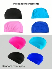 1pc Solid Color Nylon Swimming Cap, Unisex, Comfortable & Non-Binding Swim Hat, Beach Essentials, Beach Accessories, Pool Float - Multicolor - View 12