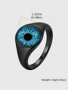 1pc Punk Style Eye Eyeball Element Stainless Steel Black Silver Cast Ring For Men, Jewelry Accessory, Halloween, Vintage - RC776-02 - View 18