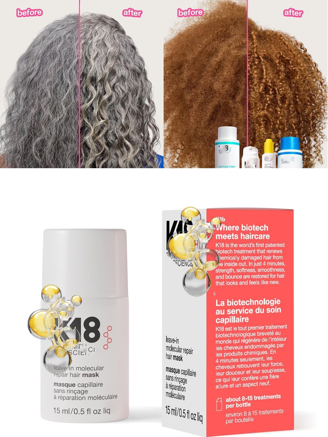 lakerain Masker Rambut Perbaikan Molekuler Tanpa Bilas K8, Perbaikan Tahan Lama yang Dipatenkan, Menargetkan Rambut Kering, Kusut, dan Rusak, Memulihkan Kerusakan Akibat Pemutihan, Pewarnaan, Perawatan Kimia + Perawatan Panas Hanya dalam 4 Menit
