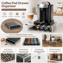 1pc Capsule Coffee Drawer Storage Rack, Multiple Styles, Pull-Out Design, Drawer Organizer, Pull-Out Style Can Serve As Coffee Machine Base, Pull-Out Holds 40 Capsules, Storage Rack Holds 30 Capsules - Multicolor - View 6