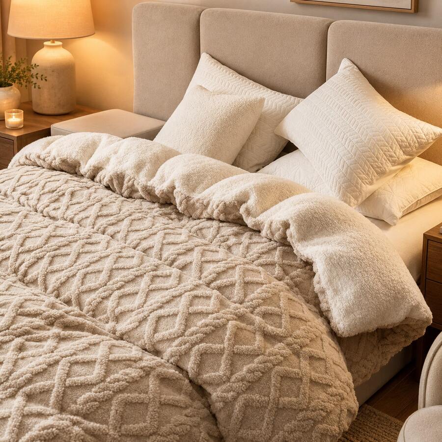 Edredón De Invierno, Aborregado por atras, Edredón de Cachemira, Otoño E Invierno Edredón De Felpa Gruesa Cálida Edredón Reversible C,150x200cm <<Debido a los diferentes lotes de producción, puede haber algunas diferencias de color» - Café integral - Ver 1