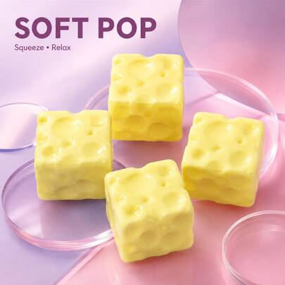 Tachimi 1 Peça Bloco de Queijo Apertável - Bola Squishy Artesanal de Óleo de Coco Maleável com Rebote Lento, Brinquedo de Alívio de Estresse | Brinquedo Sensorial de Dedo para Adultos - Entretenimento de Dia Ensolarado, Lembrancinha de Festa, Enchimento de Sacola de Presente, Aniversário, Brinquedo Squishy de Enchimento, Brinquedo Fidget