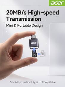 Acer Type-C High-Speed Card Reader, TF Card Compatible, 20MB/S Transfer Speed, Zinc Alloy Mini Portable, Universal For Phones, Tablets, And Drones - View 4