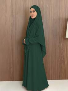 Set 2 Potong Khimar + Abaya, Longgar dan Nyaman, Praktis dan Cepat, Pakaian Muslim untuk Wanita, Cocok untuk Pemakaian Sehari-hari dan Sholat, Sepanjang Musim - MultiWarna - View 30