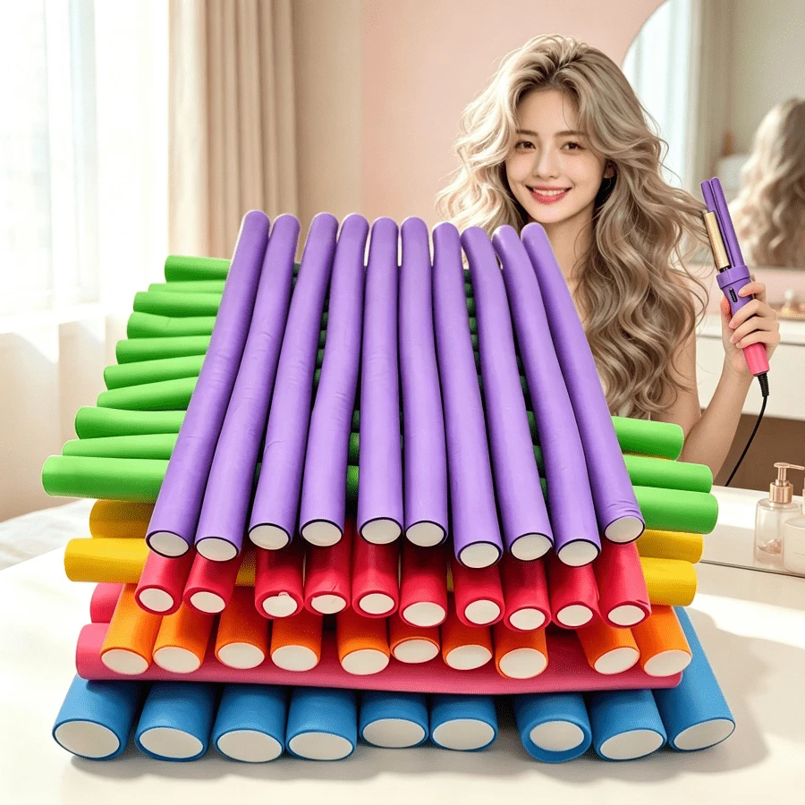 10/20/40pcs Heatless Wave Curling Rods, Women's DIY Hair Styling Tool, Suitable For Personal Use, 24cm Home Curling Rod