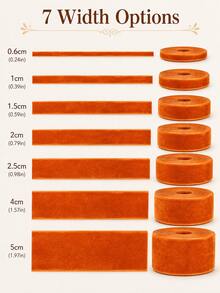 5 Yards Orange Velvet Ribbon, Multiple Widths, Single-Sided Velvet Trim, Suitable For DIY Crafts, Hair Accessories, Gift Wrapping, Wedding Decor And Home Decor - Flocked - View 7