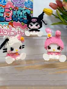 Sanrio Mini Building Block Doll Model Display Series - 1000/400pcs+ Cartoon Character Building Blocks, Collectibles, Perfect Birthday Gift, Indoor Decor, Home Supplies, Cute Style Building Blocks, Anime Character Model Gift, Birthday Gift, Carnival Prize, Back To School Gift, Etc. - Multicolor - View 4