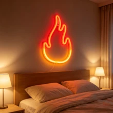 1PC, LED Flame/Fire Light, Christmas, Halloween Decoration Light, Home, Bedroom, Room Wall Decor, Party, Holiday Atmosphere Light, Battery + USB Powered - Flame - View 1