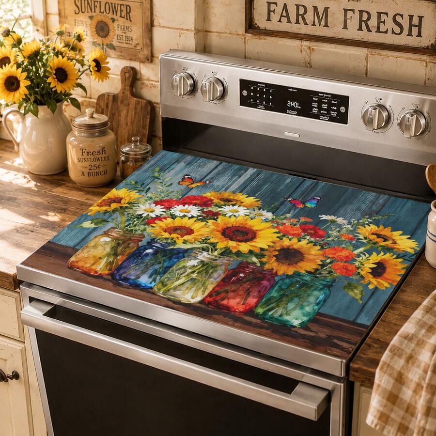1pc Sunflower Floral Pattern Absorbent Drying Mat, Kitchen Decor Coffee Machine Mat, Laundry Room Accessory Handmade Coffee Pot Drip Tray, Kitchen Floor Mat, Dining Table Mat, Kitchen Countertop Dish Drying Mat, Breakfast Mat, Heat-Resistant Drip Tray With Non-Slip Pad, Diatomaceous Earth Drip Tray, Stain-Hiding, Super Absorbent Kitchen Drip Tray, Easy-To-Clean Dish Rack Mat, Perfect For Kitchen, Dining Table, Coffee Shop, Bar, Holiday, Party, Home Decor, Holiday Gift - Multicolor - View 1