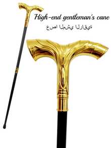1pc Dual-Color Badge Walking Cane With Round Handle, Metal Material, Fashionable Detachable Casual Cane, Prop For Cosplay Performance, Elegant High-End British Gentleman Walking Stick, Suitable For Daily Use Or As A Gift,Halloween - Multicolor - View 3