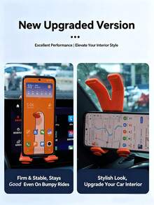 X-Shaped Multi-Function Silicone Car Phone Holder, Anti-Shake Center Console Phone Mount, Hands-Free Multi-Angle Phone Cradle, Suitable For Car, Desk And Wall Multi-Function Interior Accessory - A - View 2