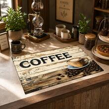 1pc Coffee Pattern Printed Diatomaceous Earth Kitchen Drain Mat, Absorbent Dish Drying Mat, Coffee Machine Mat, Dishwashing Mat, Sink Mat, Kitchen Countertop Protector, Suitable For Cups, Plates, Tableware And Kitchen Decor - Multicolor - View 3