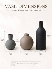 1pc Modern Minimalist Resin Vase Set, Black Brown And Gray Decorative Flower Vases For Dried Or Artificial Flowers, Tabletop Home Decor For Living Room, Dining Table, Entryway, Bookshelf, Office, Coffee Table And Housewarming Gift - A - View 9