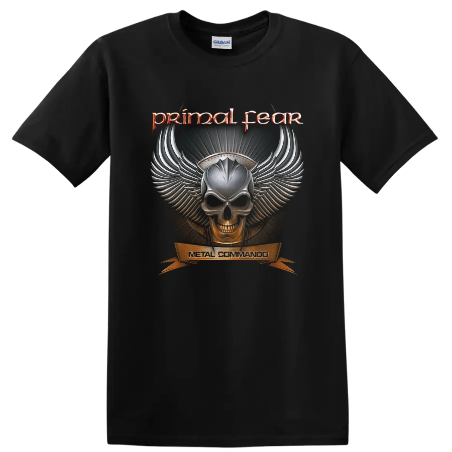 Camiseta Primal Fear con Calaveras y Alas de Metal, Estilo Gótico Rock - Negro - Ver 1