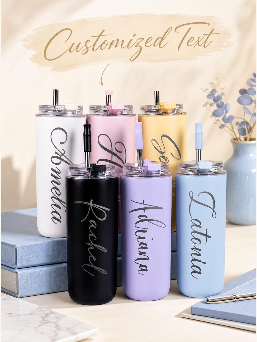 Gelas Sedotan Ukir 16oz yang Dipersonalisasi, Botol Air Stainless Steel, Perlengkapan Penting untuk Kembali ke Sekolah, Hadiah Ulang Tahun, Gelas Air Portabel yang Dapat Digunakan Kembali, Cocok untuk Kehidupan Kampus, Gelas Ukir Kustom untuk Pelajar, Mug Pantai Musim Panas yang Dipersonalisasi, Hadiah Hari Ibu - Gelas Sedotan Bernama Aneka Warna - View 1