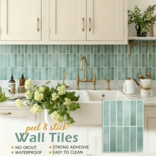 10/20/40pcs Thickened Straight Line Mosaic Self-Adhesive Splash Guard, Thick Texture With Excellent Resilience, Minimalist 3D Straight Line Pattern, Peel And Stick Without Cement, Excellent Waterproof And Moisture-Proof Performance, Suitable For Kitchen Stove, Bathroom Wall Areas, Acting As Kitchen And Bathroom Splash Guard Tiles For Home Space Decoration And Renovation, Old House Remodeling, Rental Home Arrangement, Firm Adhesion And Not Easy To Fall Off. Not 3D Tiles - Multiple Styles - View 20