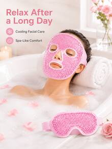 Ice Compress Mask & Eye Mask Set, Facial Ice Pack, Cold Compress Eye Mask, Reusable Ice Compress Mask And Cooling Gel Eye Mask, Dual Cold & Hot Relaxation, Moisturizing Ice Pack, Relieve Fatigue, Travel Essential, Multi-Functional Cold & Hot Compress Face/Eye Mask, Plush Cooling Ice Pack Sleep Eye Mask, Back To School Essential, Suitable For All Skin Types, Suitable For Relieving Eye Puffiness, Dark Circles, Eye Bags, Eye Fatigue, Best Christmas Gift For Women - Multicolor - View 10