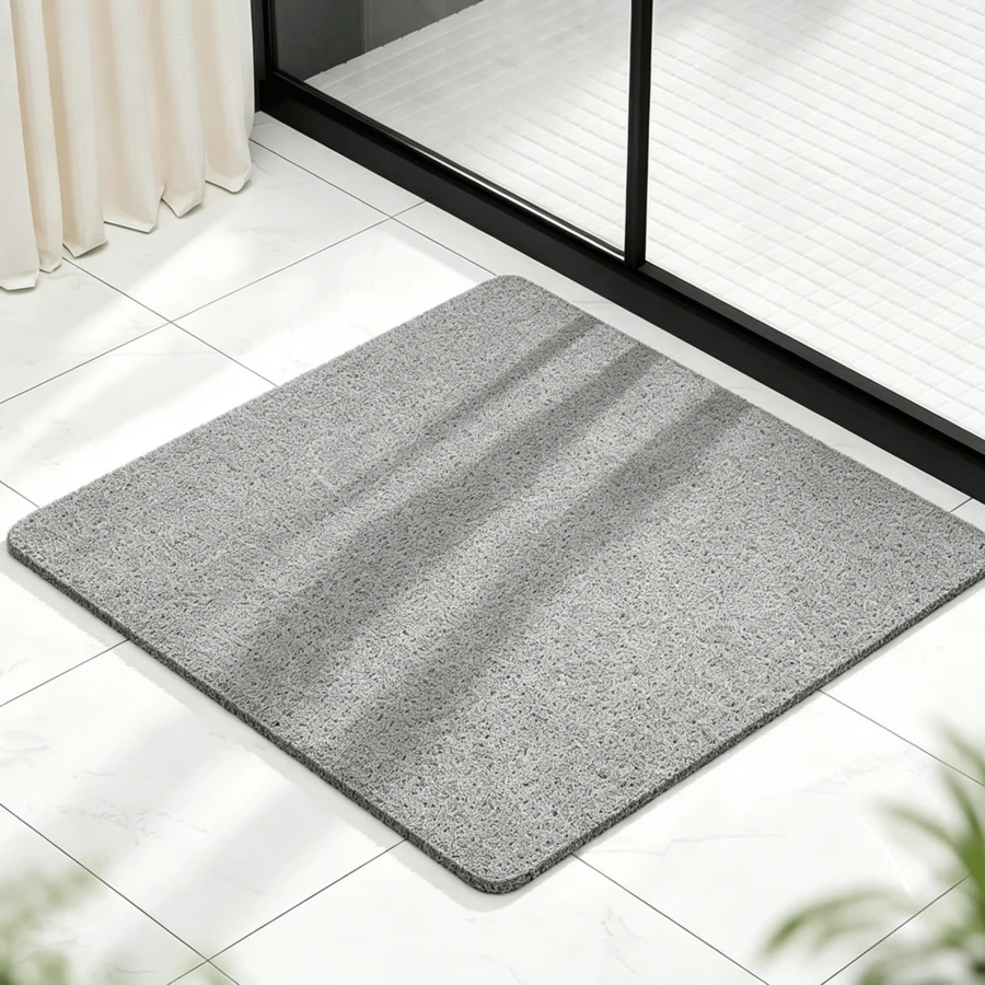 حصيرة دش 60 * 60 سم، رمادي، حصيرة حوض استحمام من PVC غير قابلة للانزلاق مع فتحة تصريف، ناعمة وسريعة الجفاف، مناسبة لكبائن الدش وأحواض الاستحمام - قطعة واحدة - مشاهدة 1