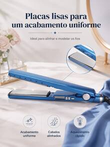 Kit 2 Chapinhas Alisadoras de Cabelo com Controle de Temperatura para Alisar e Modelar - Azul - Visão 7