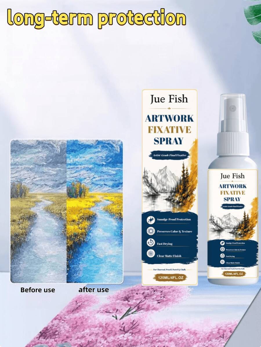 Art Fixative Spray, Transparent Protective Coating For Color Locking, Portable Spray For Protecting Artworks And Locking Pigment Colors, Meets Various Painting Creation Protection Needs, Convenient For Daily Home Use, Perfect For Parent-Child Interaction, High-Quality Gift For Family And Friends On Holidays