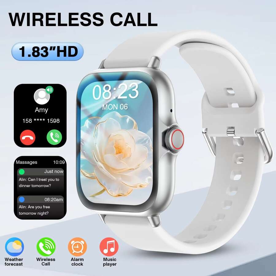Smart Watch, Wireless Call/Dial, Multiple Sports Modes, Incoming Call Reminder And Rejection, SMS Reminder, Custom Wallpaper, Compatible With IPhone/Android - Multicolor - View 1