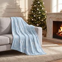 Soft & Comfortable 1pc Modern Flannel Christmas Nap Blanket - Christmas Tree, Deer, Snowflake, Snowman - Polyester Nap Blanket - Digital Print Craft, Suitable For Sofa, Bed, Travel, Office Home Decor - Multicolor - View 1