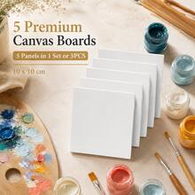 5pcs Blank Canvas Boards 10x10cm/4x4in, Pre-Primed Painting Boards, Suitable For Acrylic, Oil, Gouache, DIY Crafts And Art Projects - Multicolor - View 2