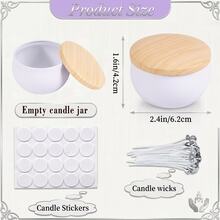 33pcs/Set White Candle Making Kit, Wedding Gifts, Includes 6 Empty Candle Jars, 12 Wicks, And 15 Stickers, Table Decorations, For Home, Christmas, Valentine'S, For Occasions - Table Centerpiece, Empty Candle Jars - 33pcs/6set - View 5