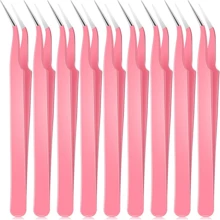 9pcs Handmade Bent Tweezers, Multi-Functional Curved Tweezers, Suitable For Handmade Crafts, Jewelry Making, DIY, Nail Art, Eyelash Extensions (Pink) - Multi-color - View 10