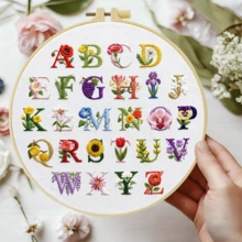 1PC 20*20cm/7.9*7.9in,Letters Embroidery Kit, DIY Handmade Embroidery Set For Adult Beginners, Home Gift, Women's Sewing Gift, Including User Manual, Printed Pattern Fabric, Embroidery Frame, Needle And Thread. - Letters - View 7