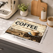 1pc Coffee Pattern Printed Diatomaceous Earth Kitchen Drain Mat, Absorbent Dish Drying Mat, Coffee Machine Mat, Dishwashing Mat, Sink Mat, Kitchen Countertop Protector, Suitable For Cups, Plates, Tableware And Kitchen Decor - Multicolor - View 14