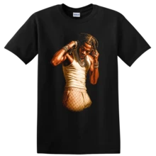 Camiseta con Retrato de  Carti, Rapper de Hip Hop, Camiseta Gráfica de Estilo Urbano - Negro - Ver 1