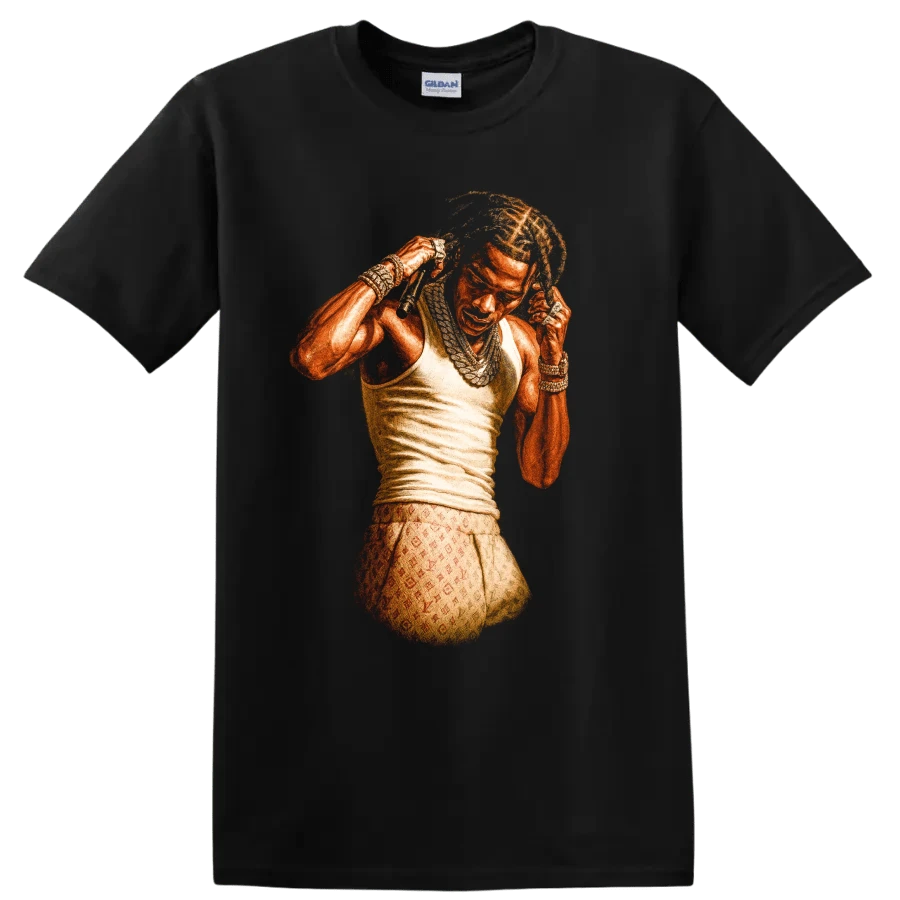 Camiseta con Retrato de Carti, Rapper de Hip Hop, Camiseta Gráfica de Estilo Urbano - Negro - Ver 1