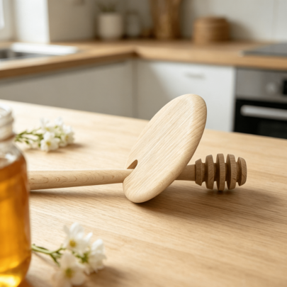 Cucchiaio per miele, 18 cm, cucchiaio dosatore per miele con coperchio coordinato, cucchiaio a spirale per miele, sciroppo e caramello, accessorio tradizionale per il miele