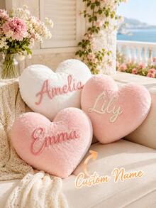 Personalized Heart-Shaped Pillow, Customized Name Design, Sweet Gift For Girls, Customized Name Pajama Party Cushion, Charming Pajama Party Gift And Room Decor, Room Decor, Bedroom Decor, Personalized, Teacher Gift, Personalized Gift, Wedding, Home Decor - Multicolor - View 4