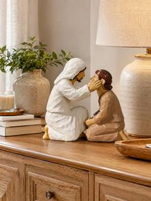 Figurita de Jesús Sanador, Estatua de Fe Religiosa para Decoración del Hogar, Adorno de Resina para Mesa, Estantería, Escritorio, Rincón de Oración, Regalo Espiritual Inspirador para Familia, Amigos, Pascua y Navidad - 1PC - Ver 2