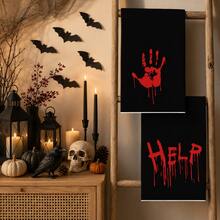 2/4/6pcs Red Bloody Pattern Halloween Kitchen Towel Set, Halloween Hand Towel/Dish Cloth, Super Absorbent, Seasonal Farmhouse Decor - Multicolor - View 3