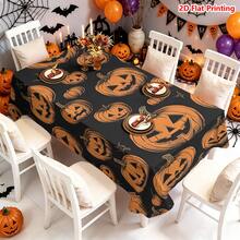 1/2pcs Halloween Tablecloth, Halloween Pumpkin Pattern Polyester Tablecloth Suitable For Dining Table, Coffee Table, Kitchen, Picnic, Camping, Country Farmhouse Decor, Holiday Atmosphere Tabletop Protection Decorative Cloth - Multicolor - View 12