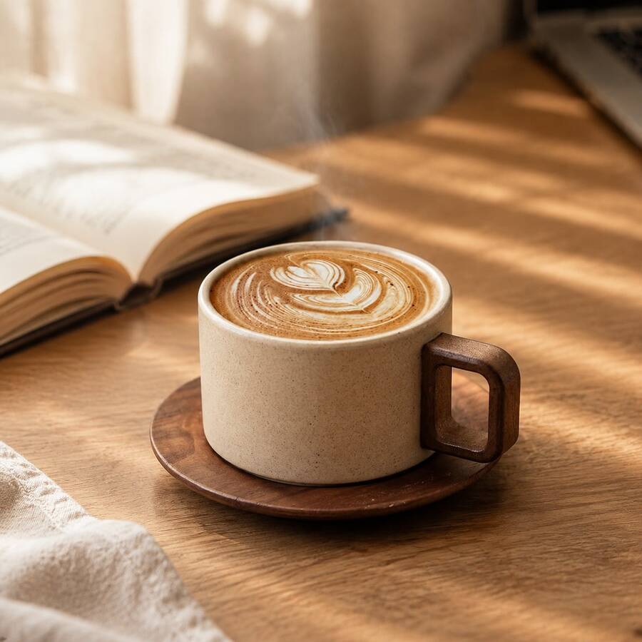 1pc Luxury High-End Ceramic Coffee Cup And Saucer Set, 250ml Straight Cylinder Design Latte Art Mug, Anti-Scald Mug With Exquisite Gift Box Set, Suitable For Home, Office, Gifting And More - Stoneware+Brown - View 1