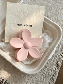 2入啞光花朵髮夾，純色花卉髮夾，極簡風女性日常穿搭與休閒度假造型髮飾 - 多色-C款 - 查看 3