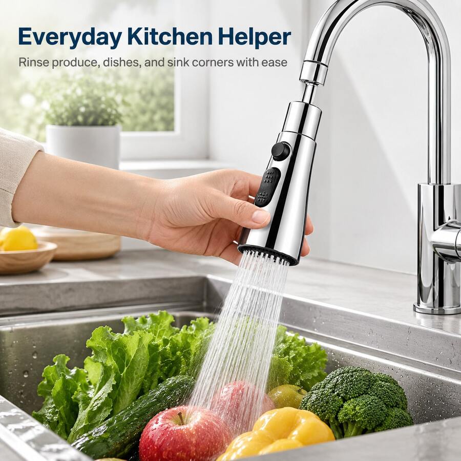 OCTAVO (1 Piece) High-Quality Three-Way Adjustable Splash-Proof Kitchen Faucet: Sturdy Structure, Easy To Operate, Perfect For Precise Watering And Cleaning! Home Bathroom Decoration, Autumn Decoration, Back-To-School Season - Silver - View 1