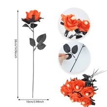 10Pcs Scary Eyeball Dark Red Fake Rose Branches Halloween Vase Bouquet Accessories - Multicolor - View 54